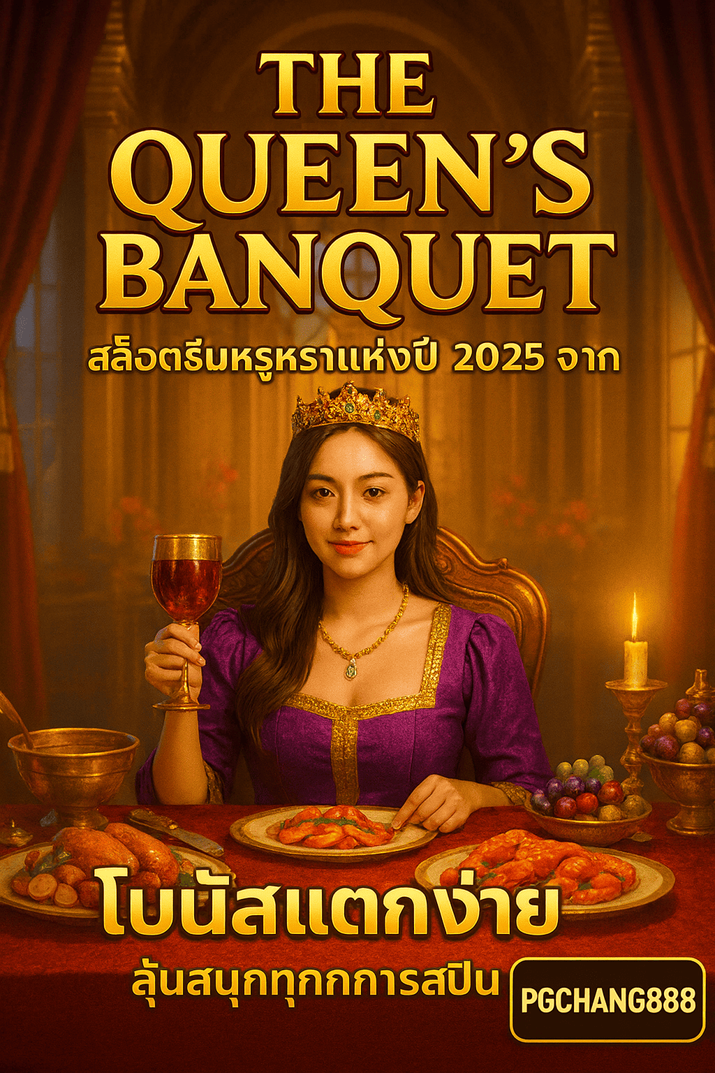 THE QUEEN’S BANQUET สล็อตธีมหรูหราแห่งปี 2025 จาก PGCHANG888